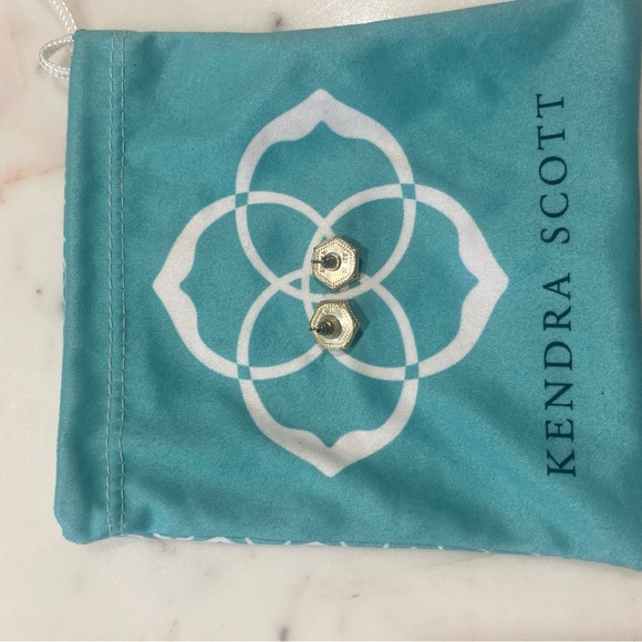 Kendra Scott Black and Gold Stud Earrings - Picture 5 of 5